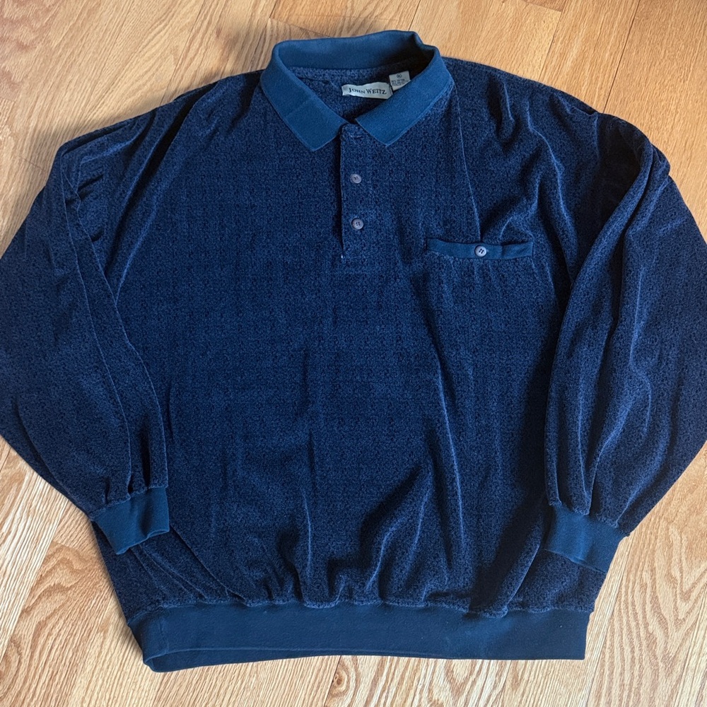 John Weitz Velour Pullover Top XL